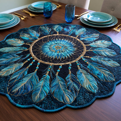 Teal Sunburst Custom Shape Quilted Table Topper NCU0LV232