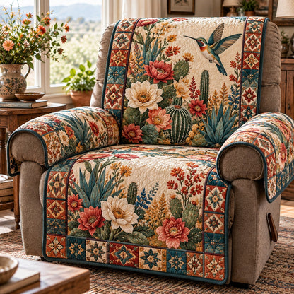Terracotta Cactus Bloom Quilted Sofa Cover SN0DV1103