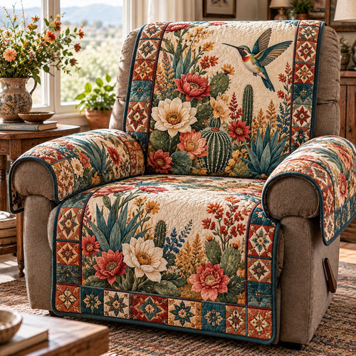 Terracotta Cactus Bloom Quilted Sofa Cover SN0DV1103