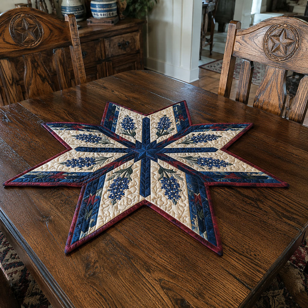 Texas Bluebonnet Starburst Custom Shape Quilted Table Topper SN0PT864