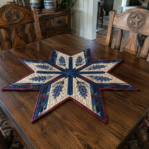 Texas Bluebonnet Starburst Custom Shape Quilted Table Topper SN0PT864