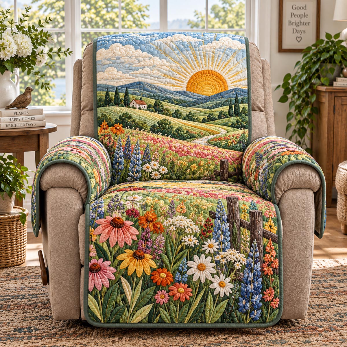 Texas Sunrise Meadow Quilted Sofa Cover SN0DV988