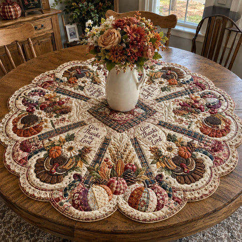 Thankful Blessings Custom Shape Quilted Table Topper SN0PT506