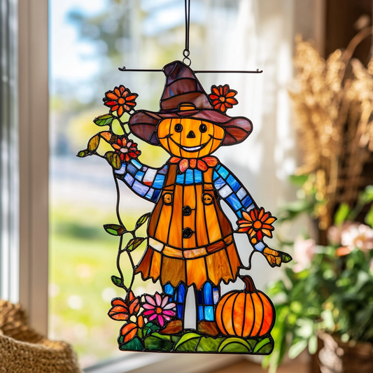 Thankful Harvest Scarecrow - Window Hanging Suncatcher NCU0PD103