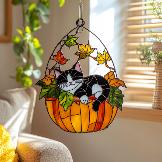 Thanksgiving Blessings Cat - Window Hanging Suncatcher NCU0PD107