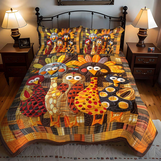 Thanksgiving Family 3-Piece Quilted Bedding Set NCU0TH1102