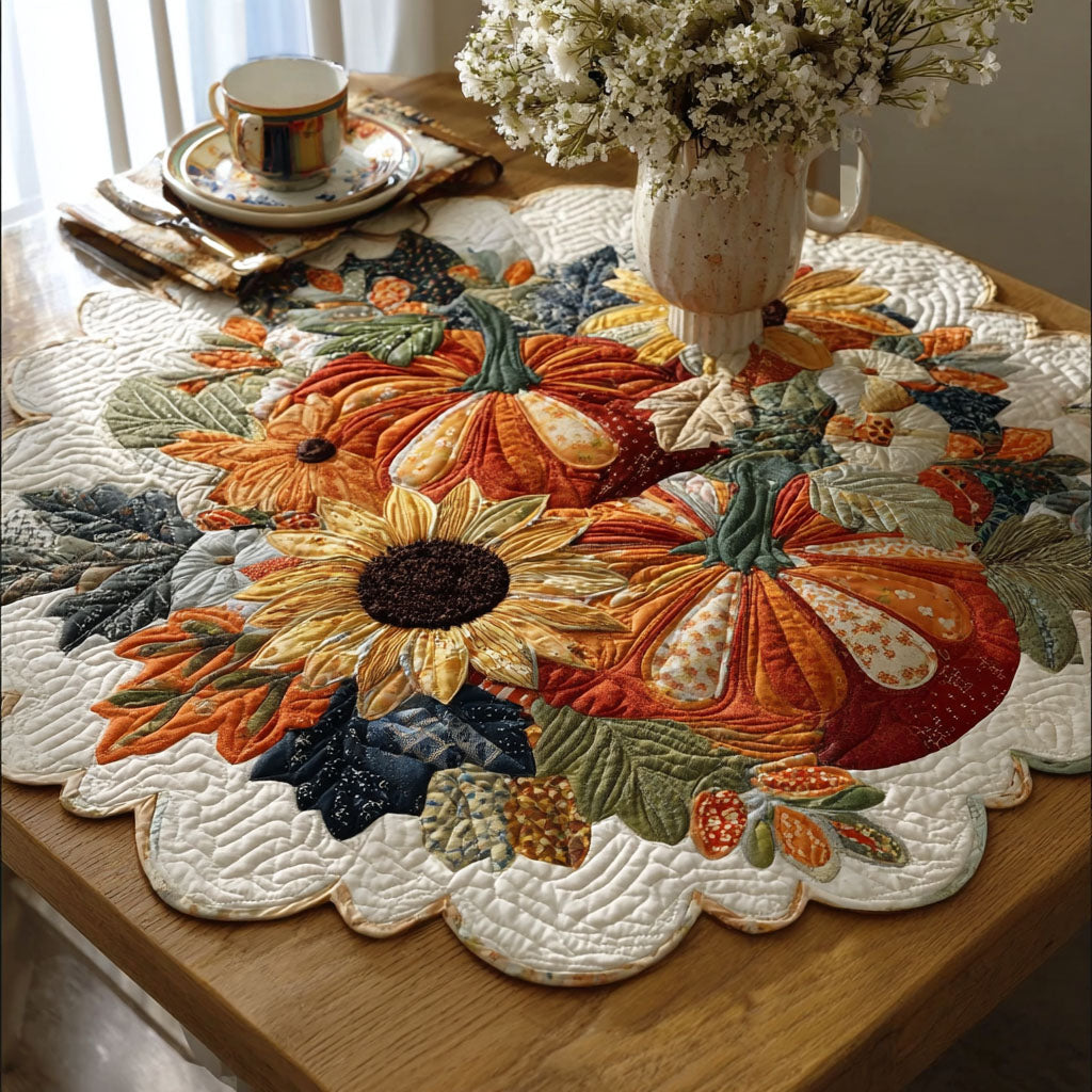 Thanksgiving Harvest Glow Custom Shape Quilted Table Topper SN0PT444