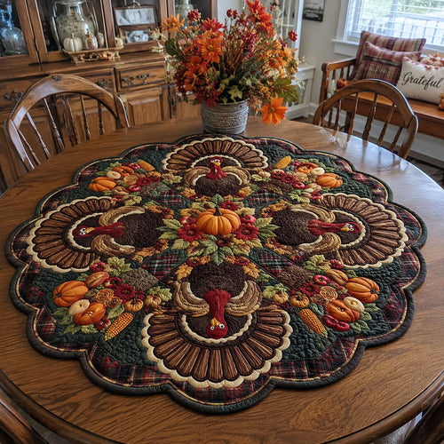 Thanksgiving Traditions Custom Shape Quilted Table Topper SN0PT503