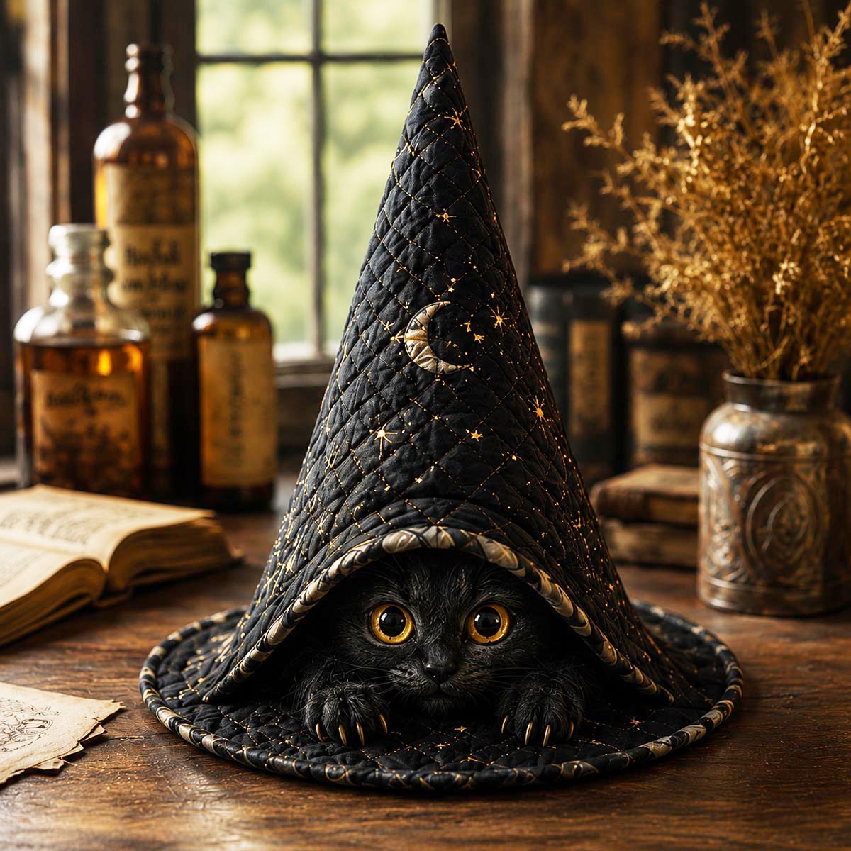 The Shadow Cat Witch Quilted Witch Hat SN0DV244