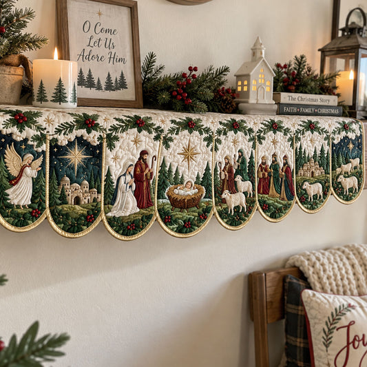 The Blessed Manger Quilted Mantel Scarf SN0PT1071