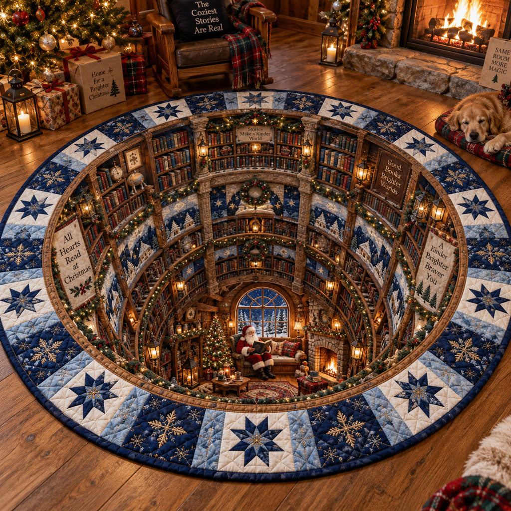 The Christmas Reading Hollow Quilted Round Mat SN0PT1239
