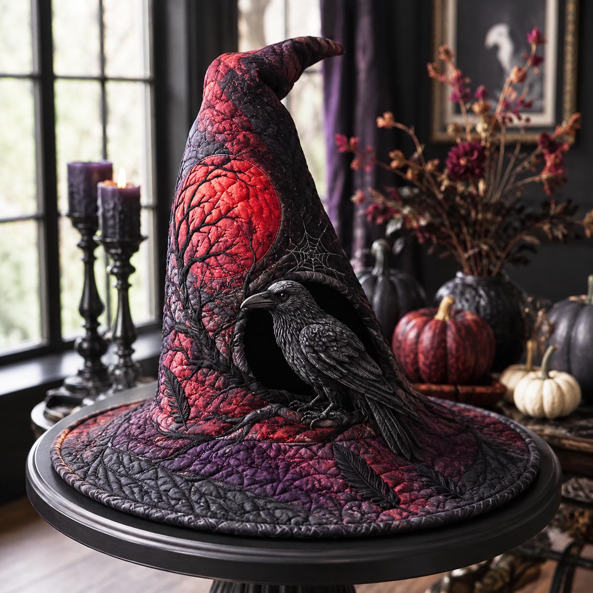 The Crimson Raven Quilted Witch Hat SN0DV247