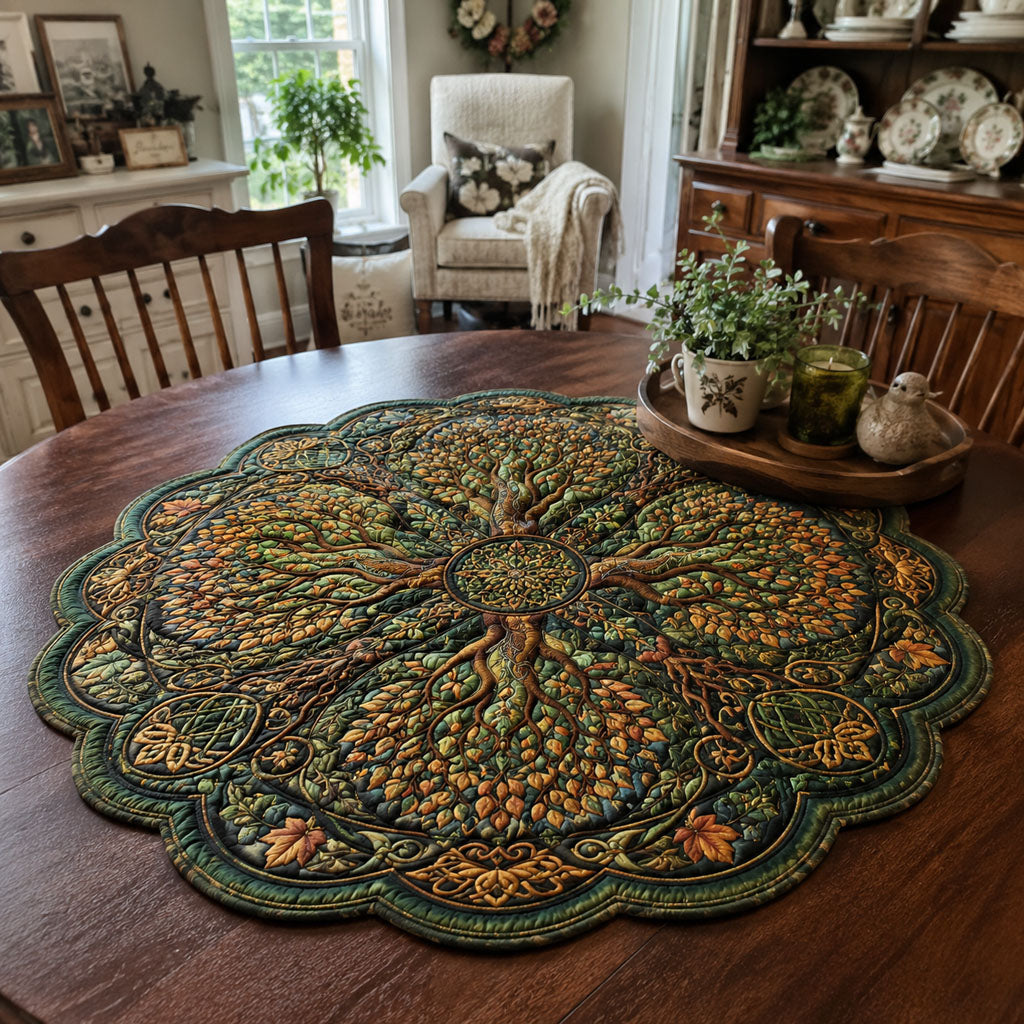The Enduring Tree Custom Shape Quilted Table Topper SN0PT738