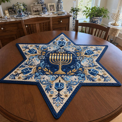 The Hanukkah Star Custom Shape Quilted Table Topper SN0PT800