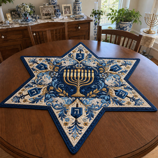 The Hanukkah Star Custom Shape Quilted Table Topper SN0PT800