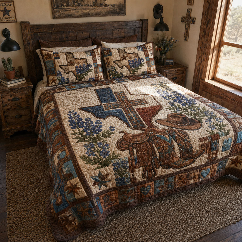 The Heart of a Texas 3-Piece Quilted Bedding Set SN0PT098