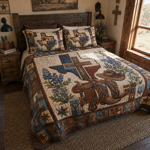 The Heart of a Texas 3-Piece Quilted Bedding Set SN0PT098