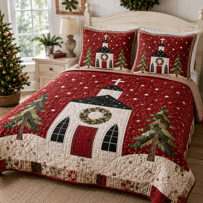 The Holy Christmas Path 3-Piece Quilted Bedding Set SN0PT429
