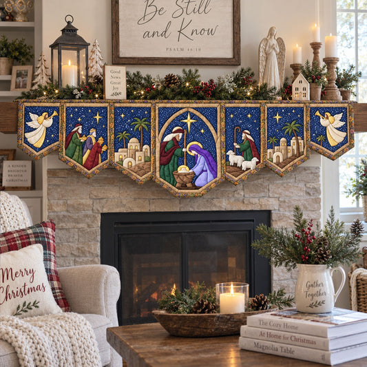 The Manger Scene Quilted Mantel Scarf SN0PT1074