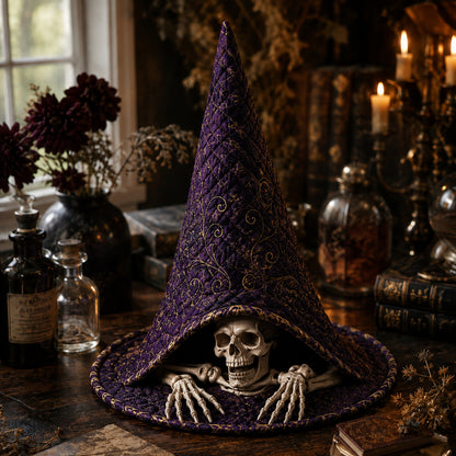The Skeleton Trick Quilted Witch Hat SN0DV233