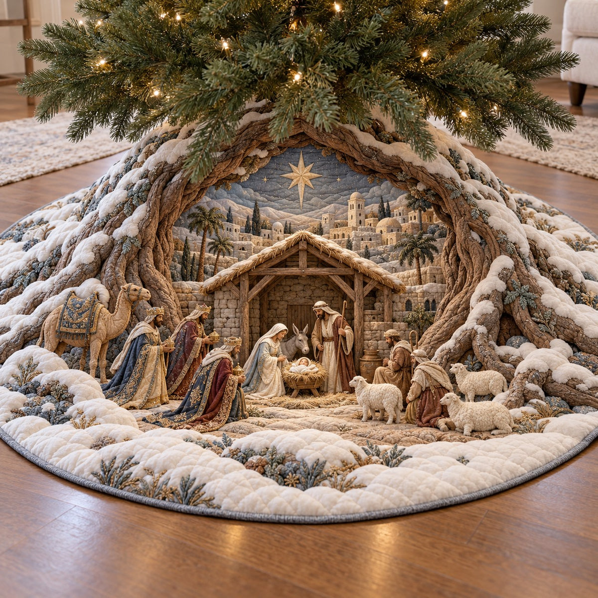 Three Kings Nativity Quilted Tree Skirt SN0TV1068