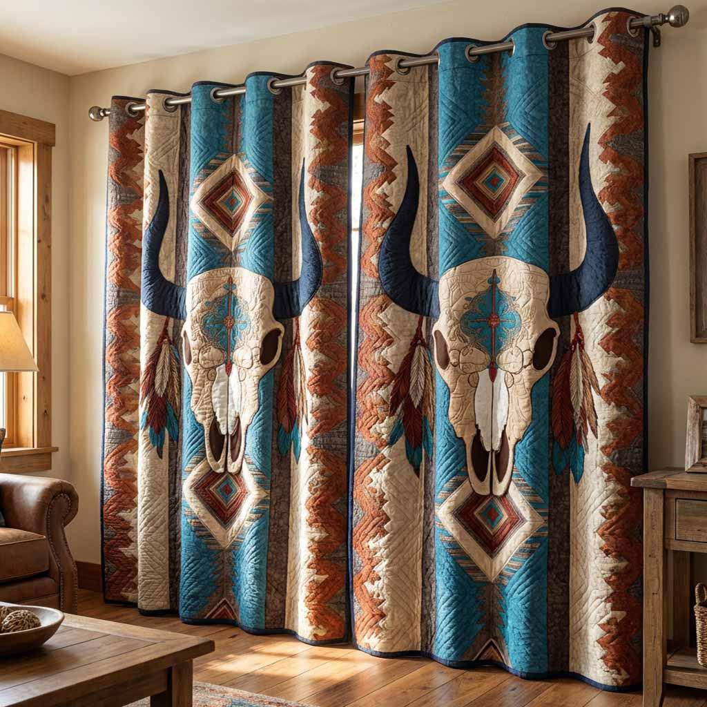 Thunder Bison Quilted Curtains NCU0DX056