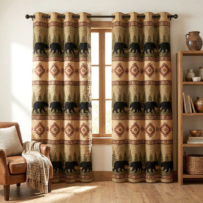 Timber Bear Weave Quilted Curtains NCU0TVN003