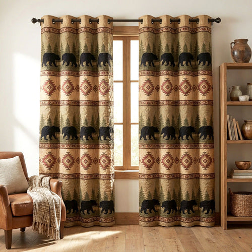 Timber Bear Weave Quilted Curtains NCU0TVN003