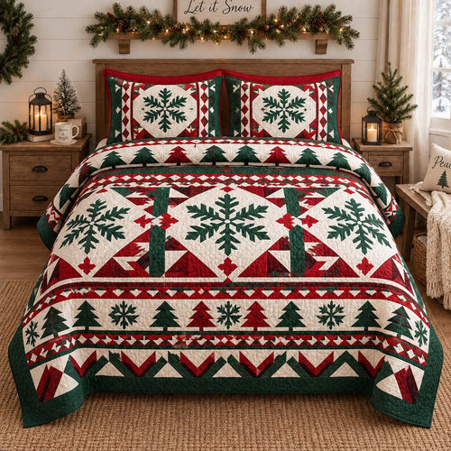 Timber Snowflake 3-Piece Quilted Bedding Set SN0HH0616