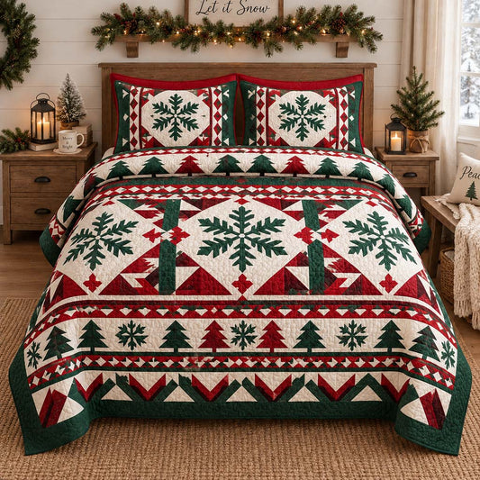 Timber Snowflake 3-Piece Quilted Bedding Set SN0HH0616