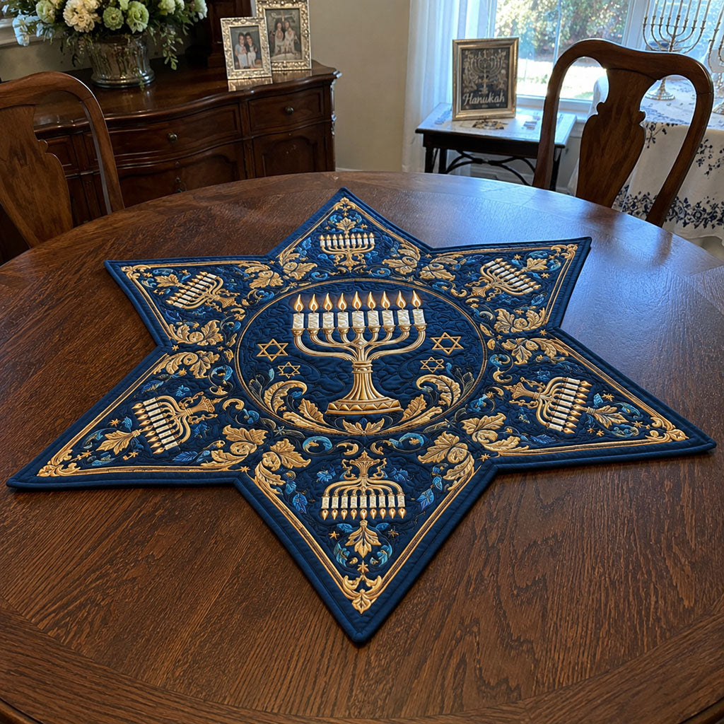 Timeless Hanukkah Custom Shape Quilted Table Topper SN0PT802