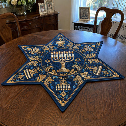 Timeless Hanukkah Custom Shape Quilted Table Topper SN0PT802