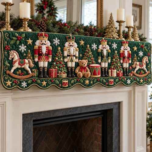 Toyland Nutcracker Green Quilted Mantel Scarf SN0TV983