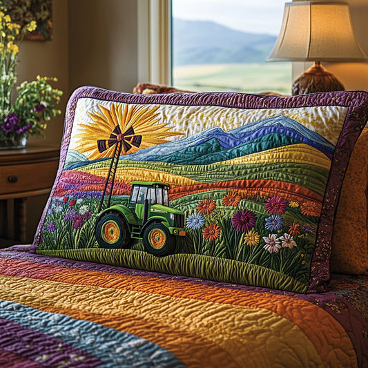 Tractor Windmill Quilted Bedding Pillow Case NCU0DV4648