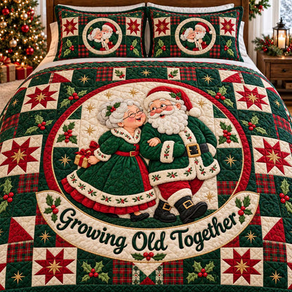 Traditional Santa Couple 3-Piece Quilted Bedding Set SN0HH0903