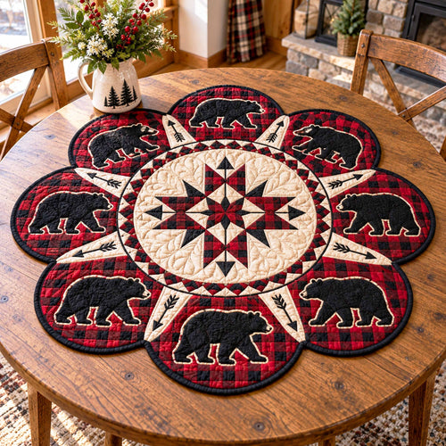 Trail Bear Custom Shape Quilted Table Topper SN0TD1042
