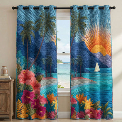 Tranquil Beach Chairs Quilted Curtains NCU0TN295