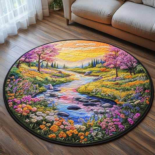 Tranquil Bloom River Quilted Round Mat NCU0VL1354