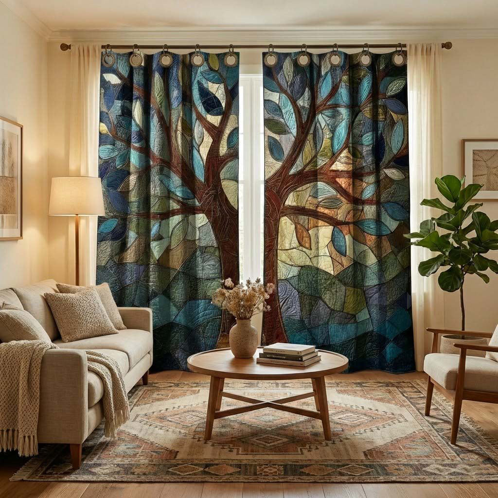 Tree Serenity Quilted Curtains NCU0QQ256