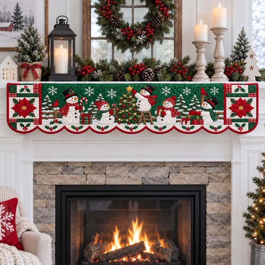 Treetop Snowman Crew Quilted Mantel Scarf SN0HH0369