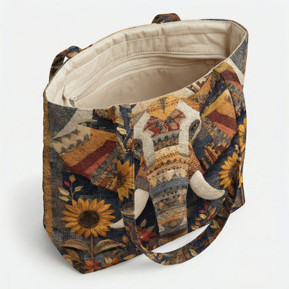 Tribal Elephant Quilted Zipper Tote Bag SN0DK014