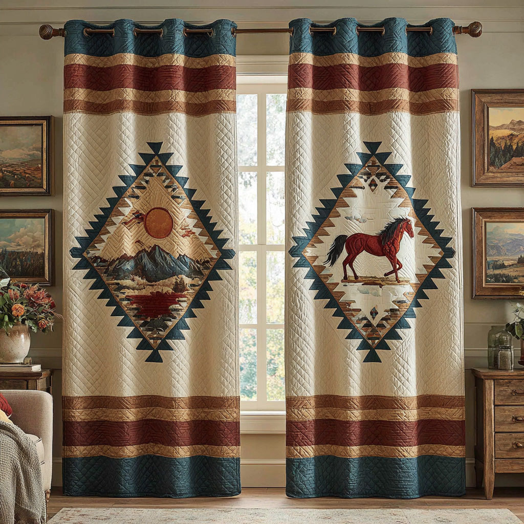 Tribal Ridge Stallion Quilted Curtains NCU0DH837