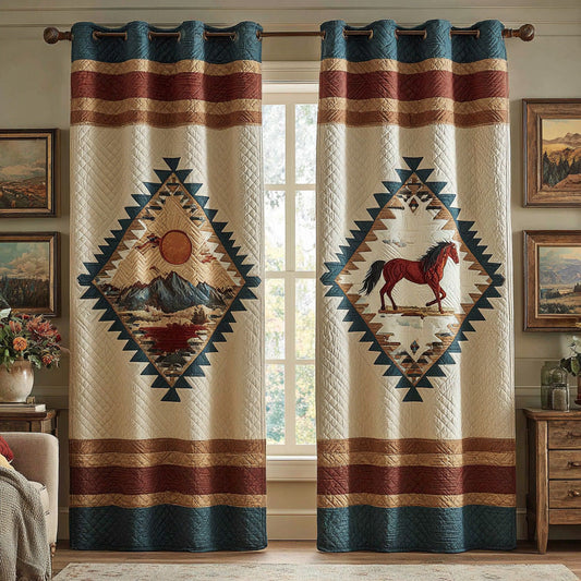 Tribal Ridge Stallion Quilted Curtains NCU0DH837