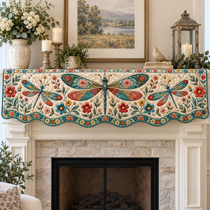 Triple Meadow Dragonflies Quilted Mantel Scarf SN0TV964