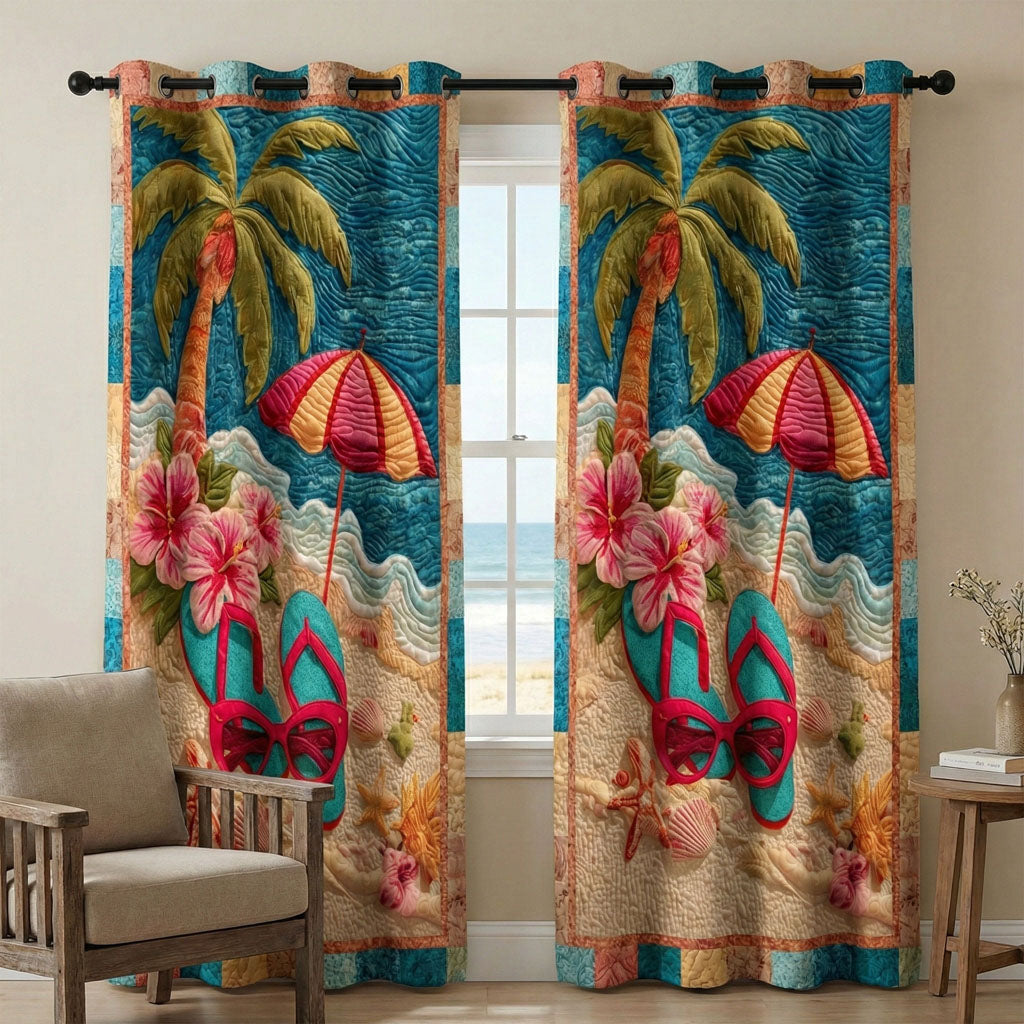 Tropical Beach Quilted Curtains NCU0TN296
