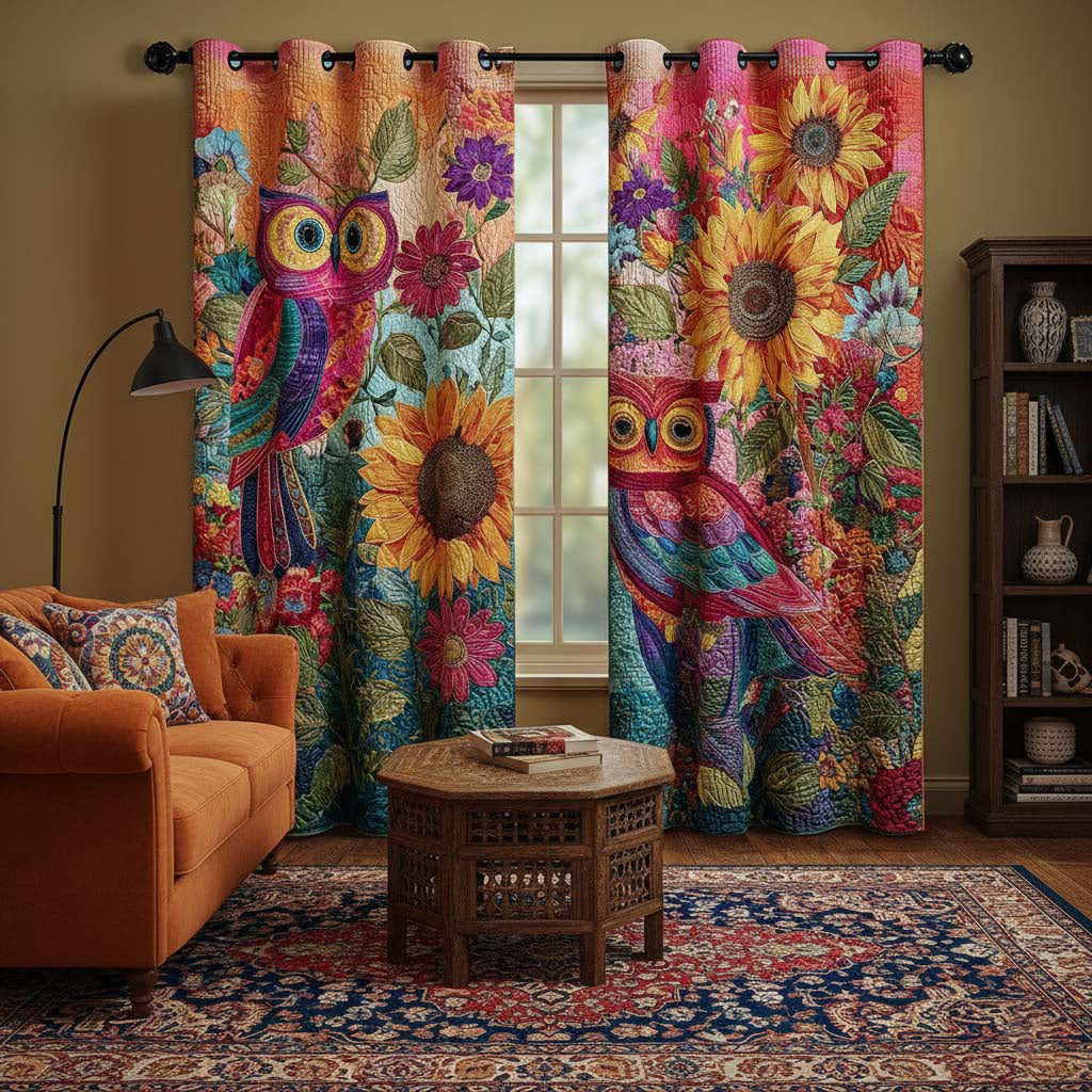 Tropical Owls Quilted Curtains NCU0QQ272