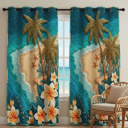 Tropical Shoreline Quilted Curtains NCU0TN297