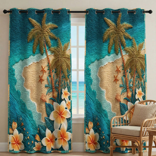 Tropical Shoreline Quilted Curtains NCU0TN297