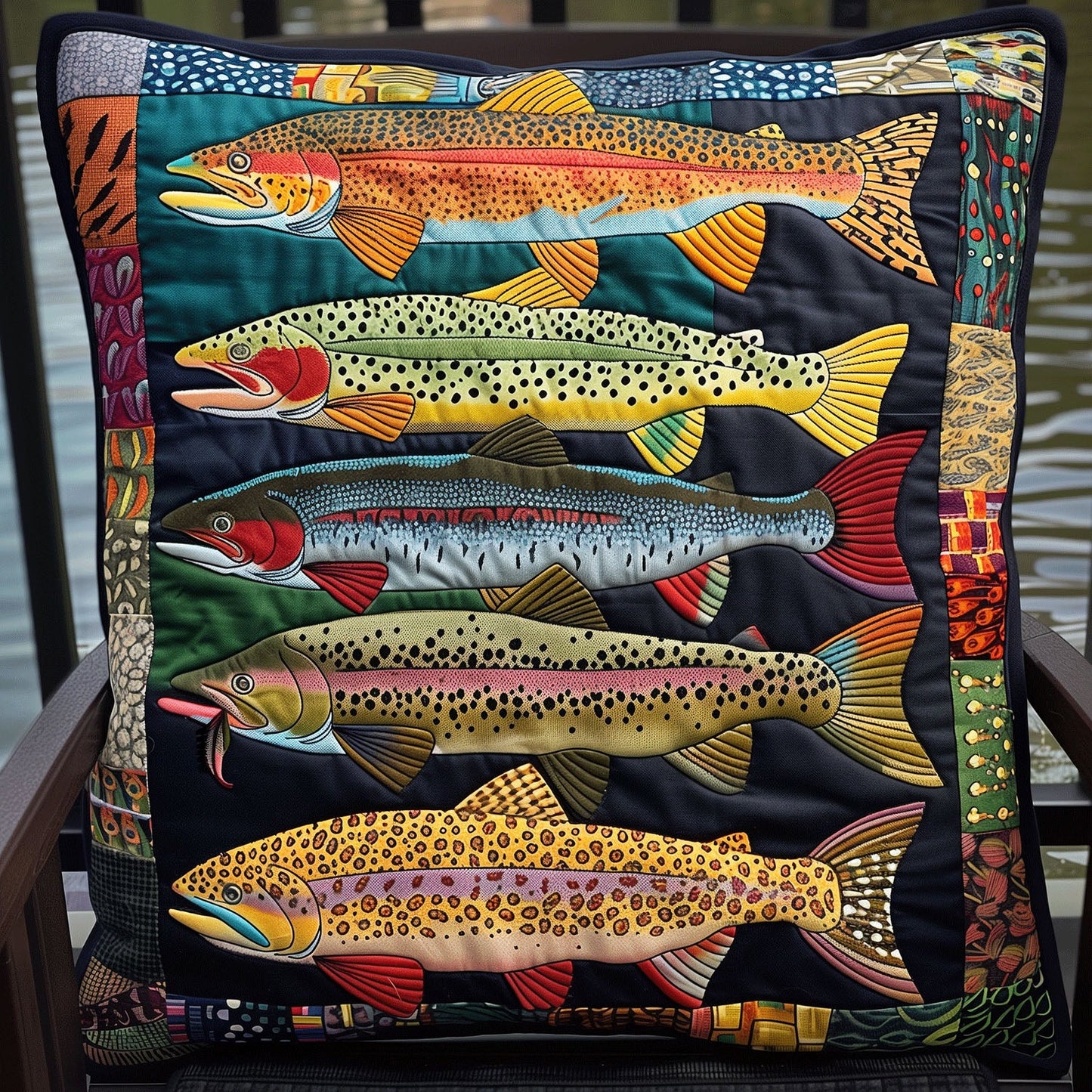 Trout Splash Quilted Pillow Case NCU0TH1236