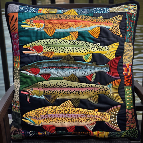 Trout Splash Quilted Pillow Case NCU0TH1236